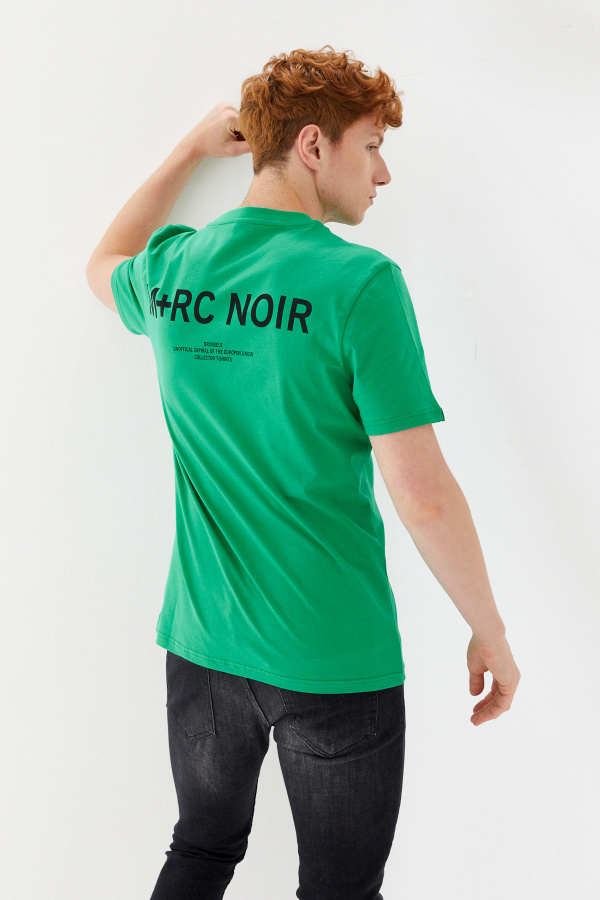 Göğüs Andmen Sırtı M+RC Noir Baskılı Bisiklet Yaka Regular Fit Tişört Benetton Yeşili - 4