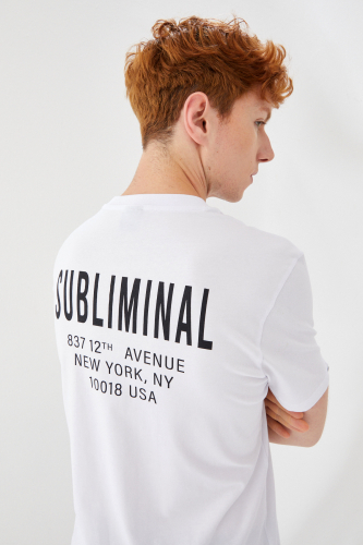 Subliminal NY City Baskılı Bisiklet Yaka Regular Fit Tişört Beyaz - 6